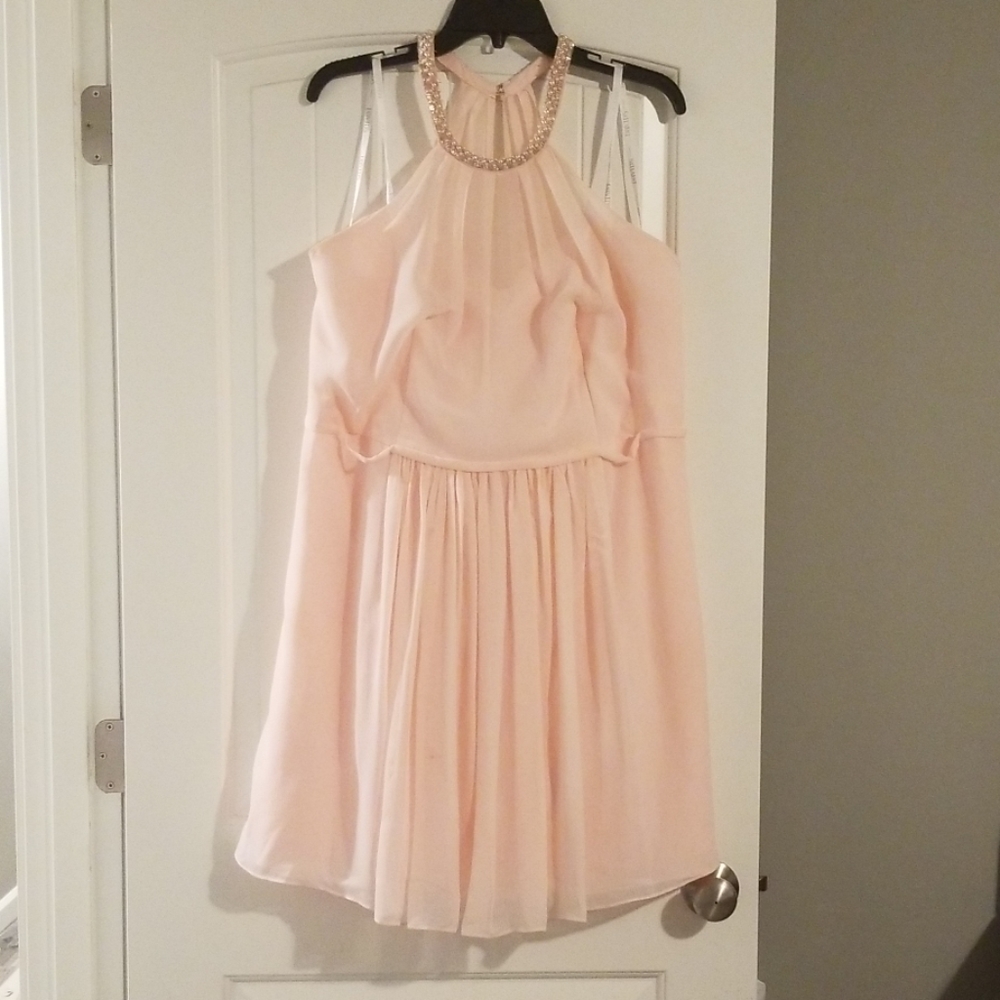 Pink chiffon cocktail dress